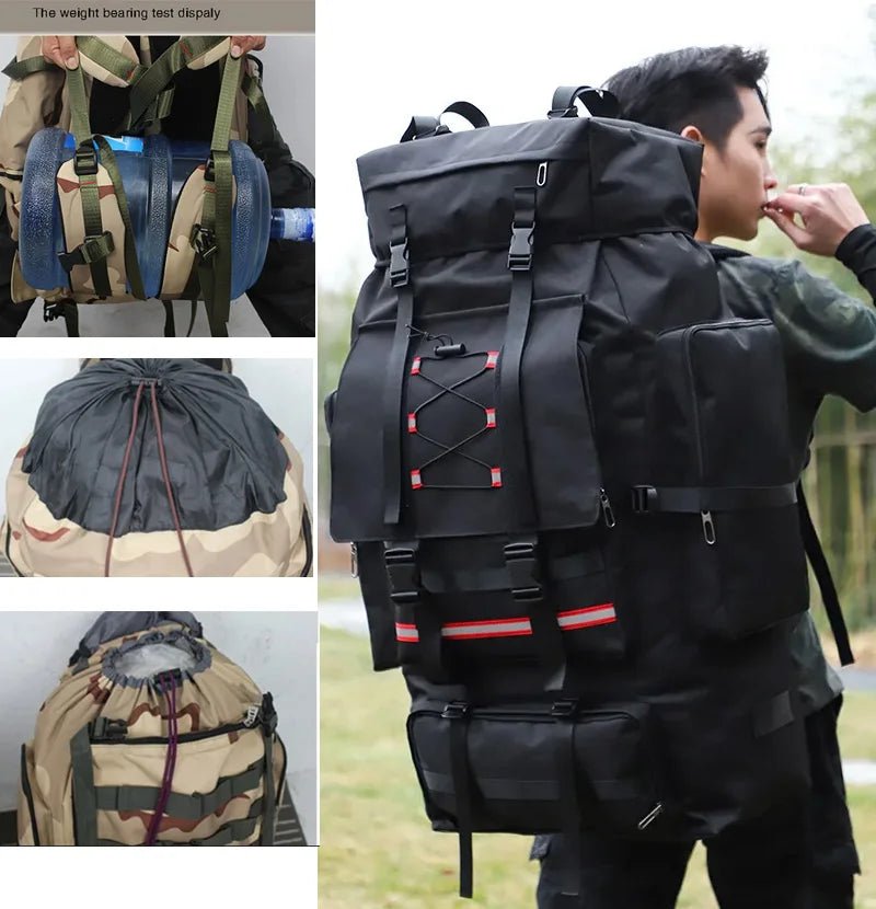 130L 80L Hiking Camping Backpack Travel Large Luggage Bag Trekking Outdoor Sports Pack Molle Trekking Rucksack For Men Big Bag