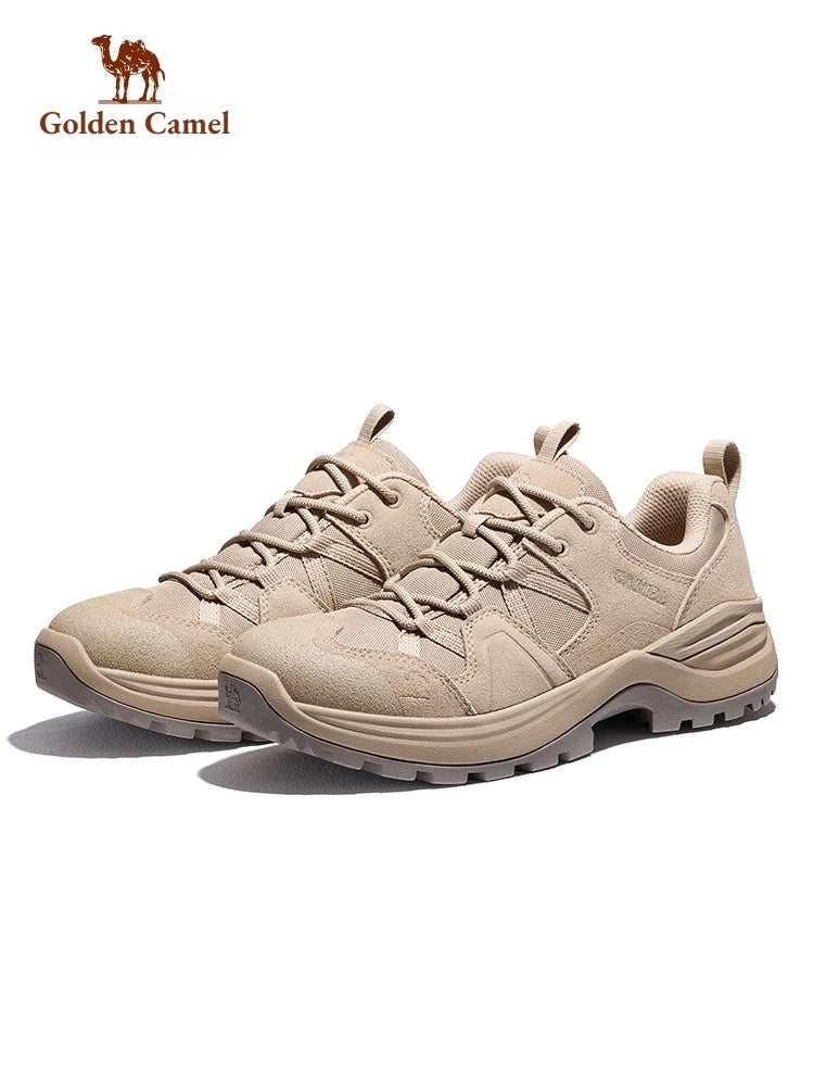 Golden Camel Hiking Shoes for Men Outdoor Sports Camping Hunting Walking Shoe Suede Genuine Leather Breathable Sneaker Non-slip