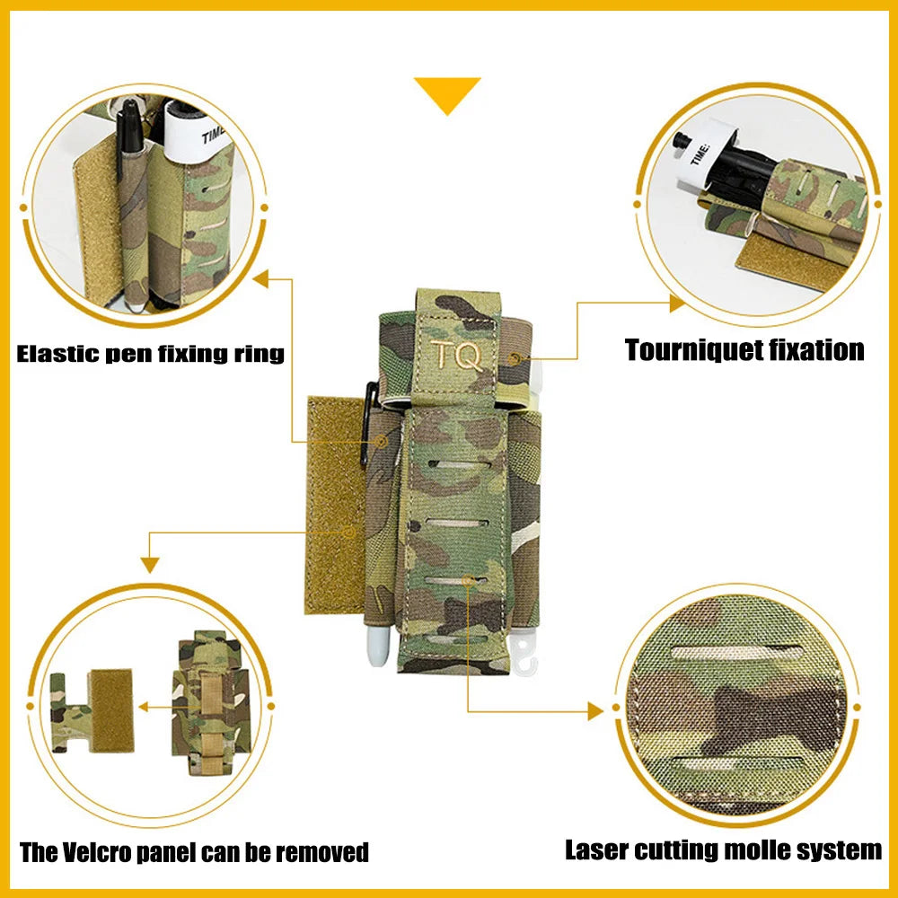 Tactical Tourniquet Pouch TQ Holder Quick Deploy Trauma Kit Storage With Hook Loop Panel For Molle System Belt Hunting Vest
