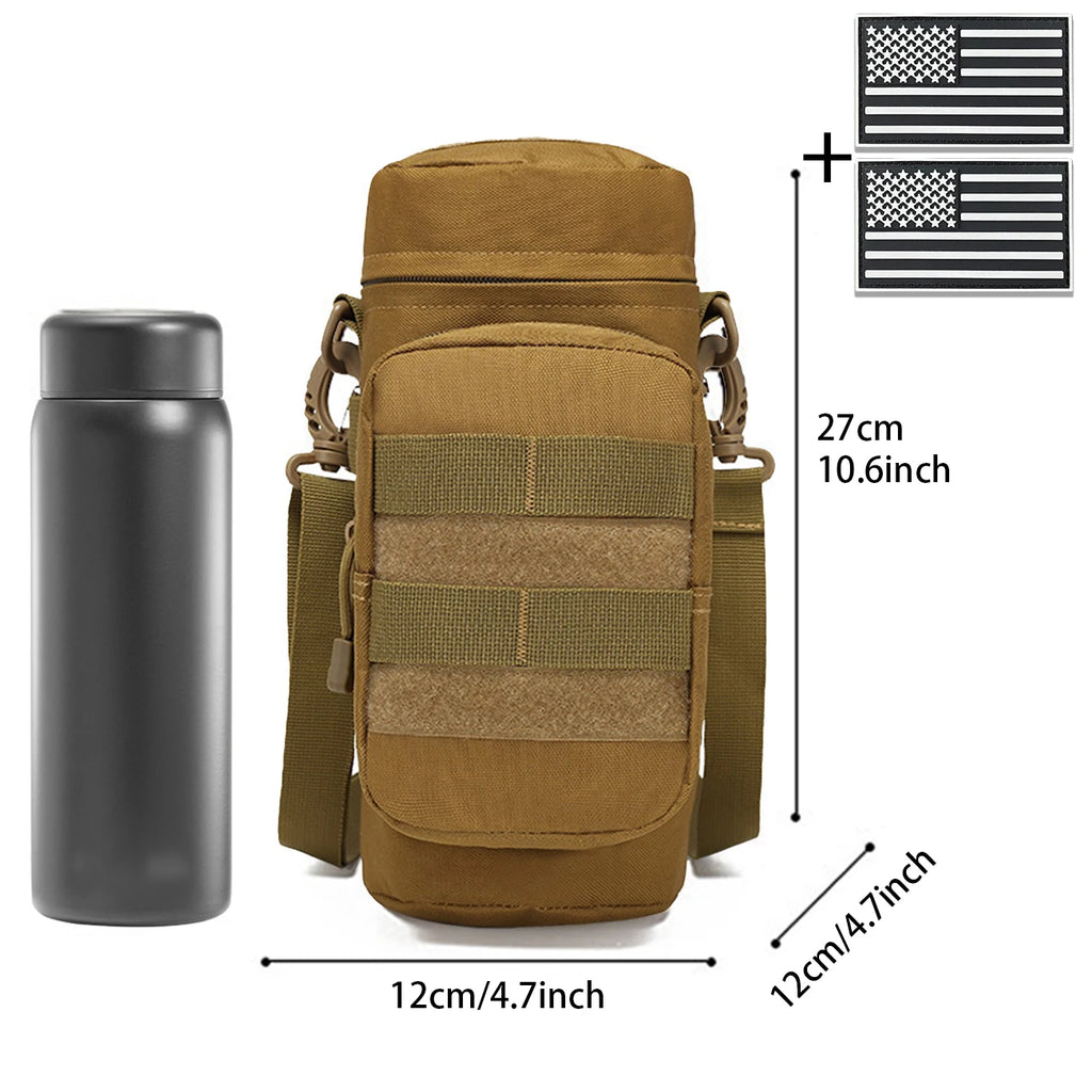 Outdoor hunting Molle water bottle bag with adjustable shoulder strap Magic Sticky, suitable for hiking, fishing and hunting