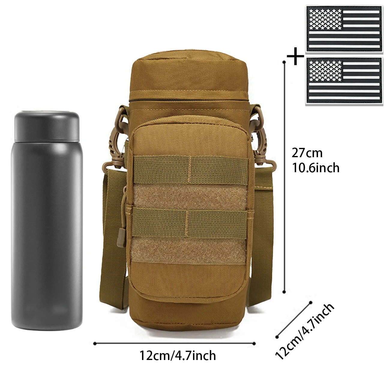Outdoor hunting Molle water bottle bag with adjustable shoulder strap Magic Sticky, suitable for hiking, fishing and hunting