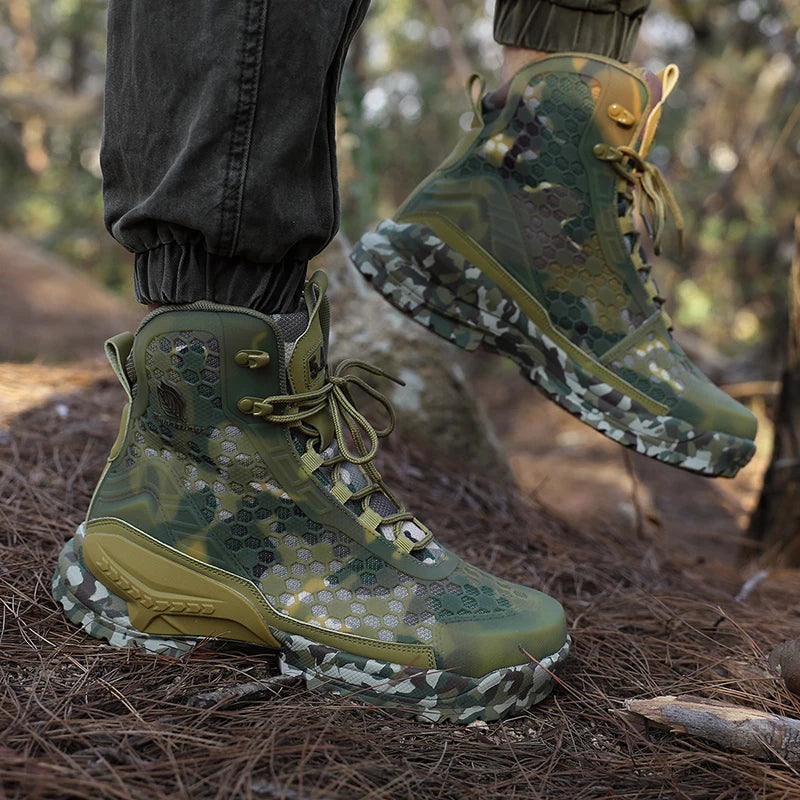 Men Hiking Shoes Waterproof Tactical Boots Leather Desert Combat Training Boots Outdoor Non-slip Male Trekking Hunting Shoes