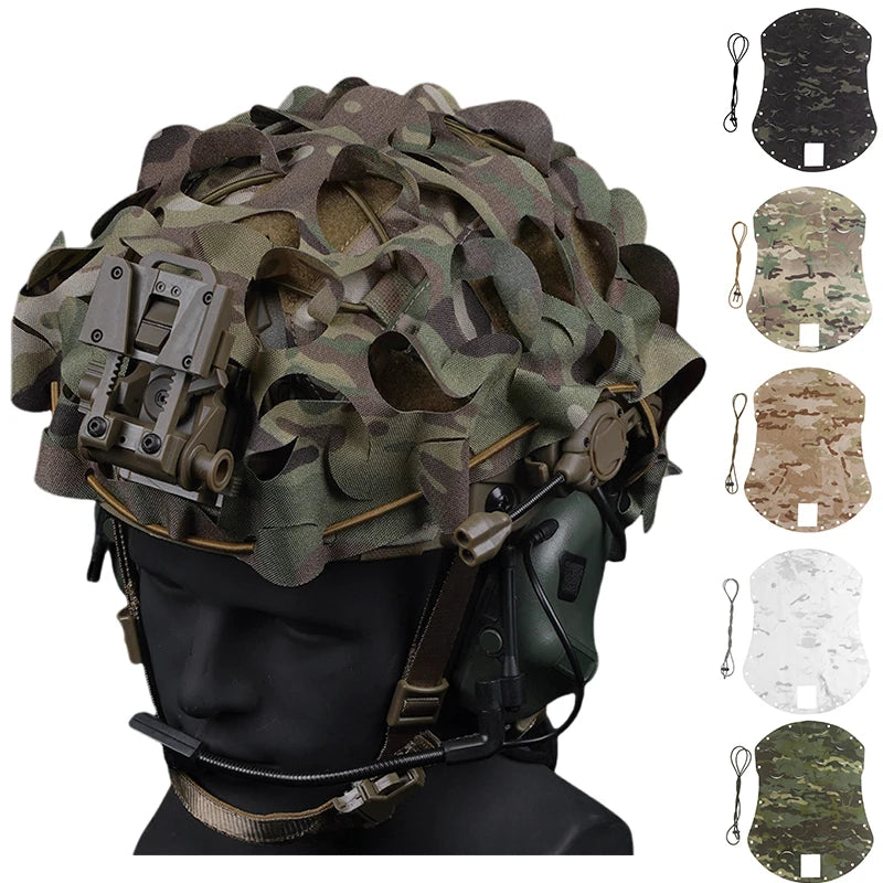 Airsoft Tactical Helmet Cover 3D Mesh Camo Laser Cut Leaf Shape Helmet Cloth Paintball Paratrooper Hunting Helmet Accessories