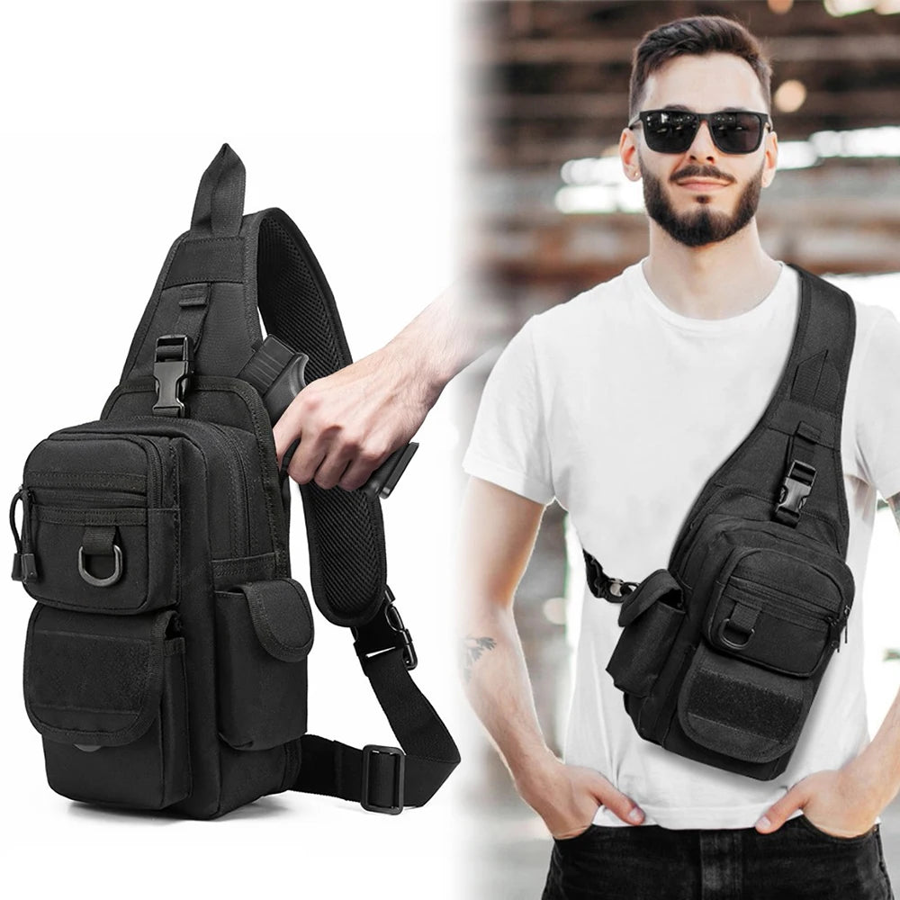 Tactical Pistol Bag Carry Gun Bag Concealed Pistol Holster Handgun Carry Pouch Outdoor EDC Tools Bag Adjustable Sling Backpack