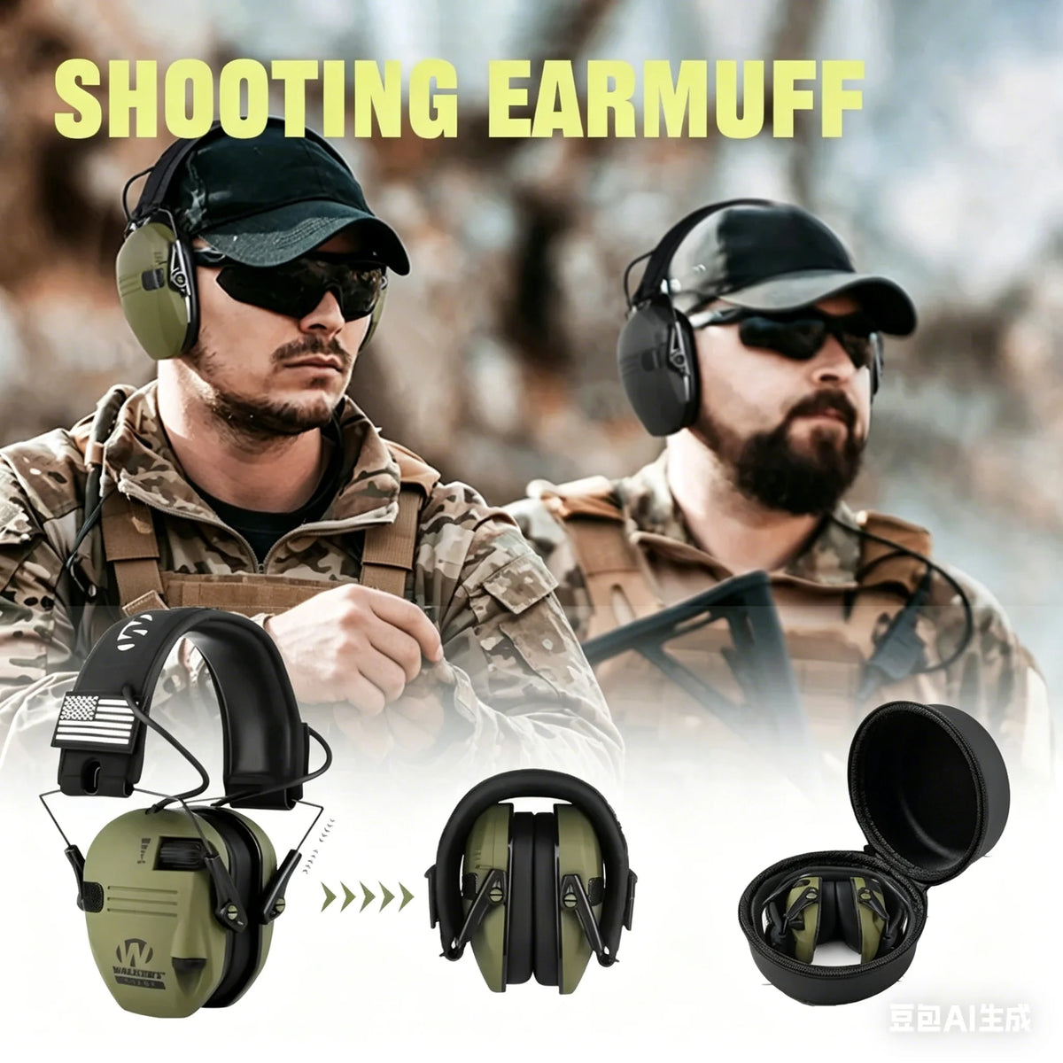1PC Professional Noise Reduction Ear Muffs Hearing Protection with Voice Amplification for Outdoor & Industrial Noisy Scenes