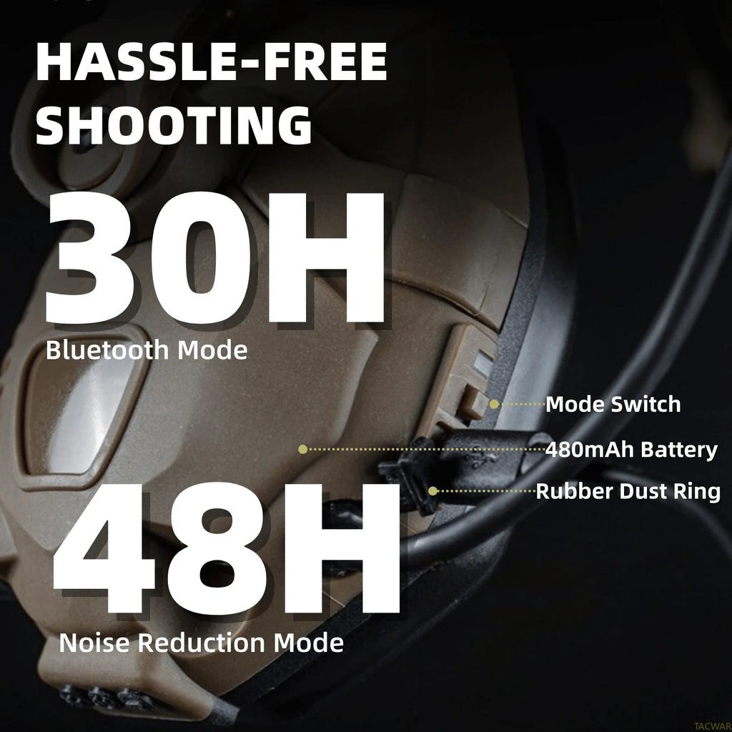 TH6B Wireless Tactical Headset with Noise Reduction Noise Reduction, Rechargeable Shooting Airsoft Earmuff Headphone