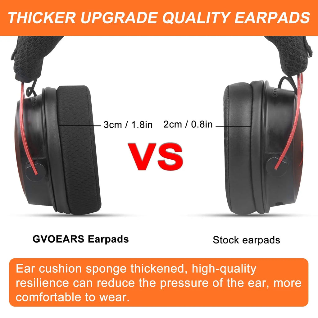 Upgraded Replacement Mesh Fabric Earpads Cushions for HyperX Cloud/Alpha, Audio Technica M50X/M40X headphones (Added Thickness)