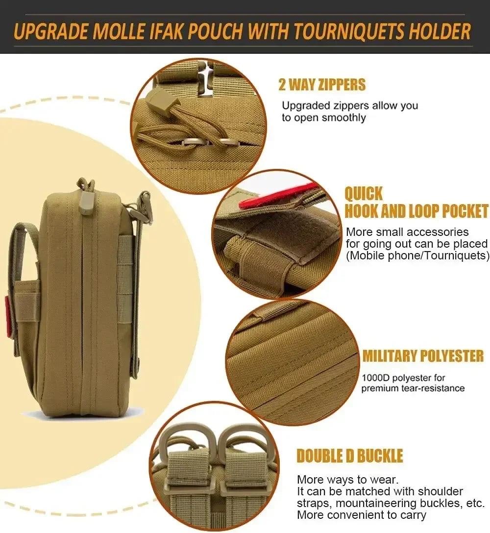 Medical EDC Bag Molle First Aid Kit Portable Outdoor Rescue Bag Tourniquet Scissors Bag Hunting Survival Pack Hiking Accessories