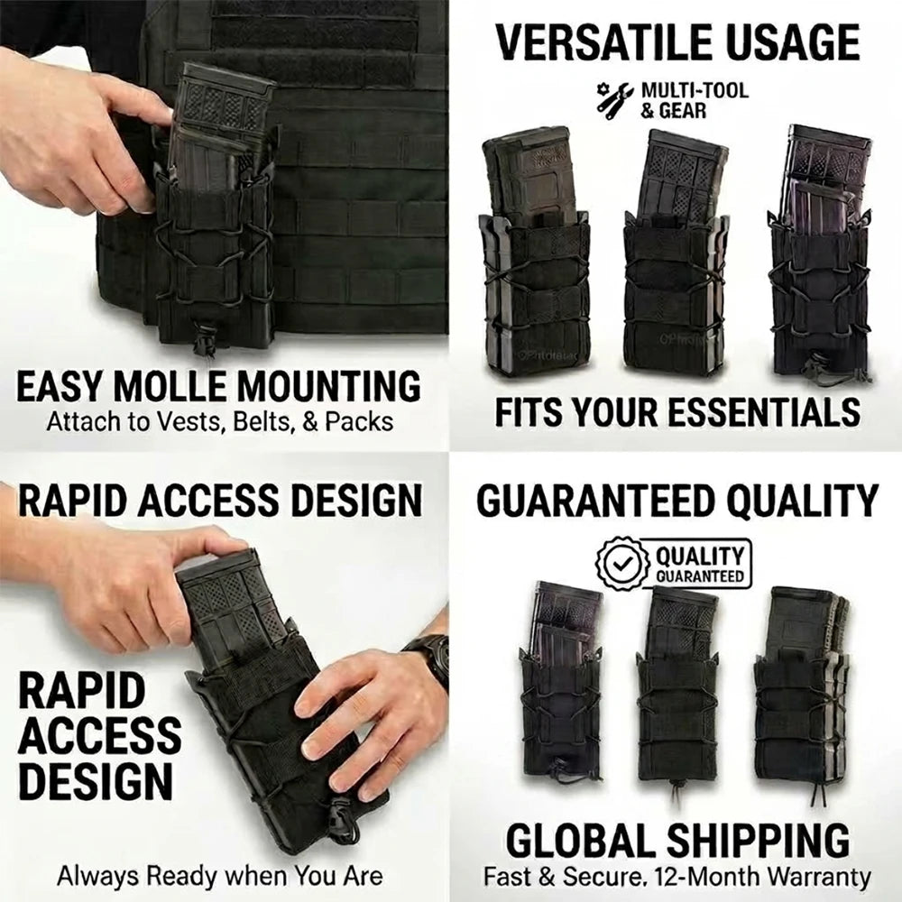 OPHIDANTAC 9MM 5.56 Magazine Pouches Tactical AK AR M4 AR15 Single Magazine Bag Rifle Molle Mag Holster Pouch Hunting