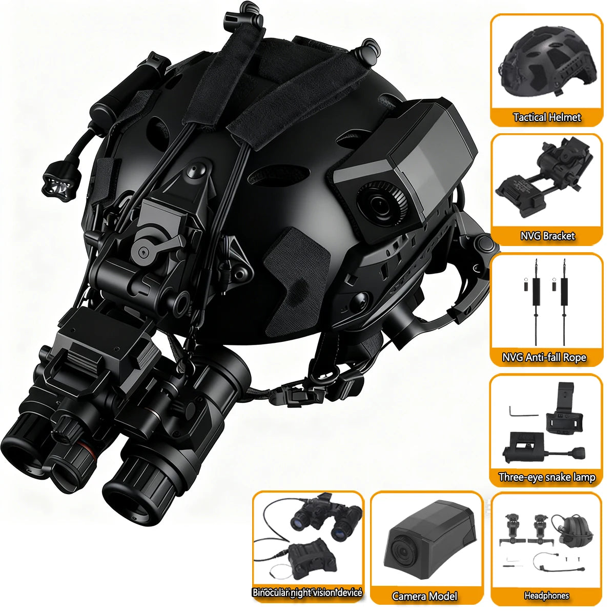 Tactical Helmet Set Airsoft Fast Protective Equipment with Headset NVG Mount Helmet Light Communication Headset for CS Cosplay