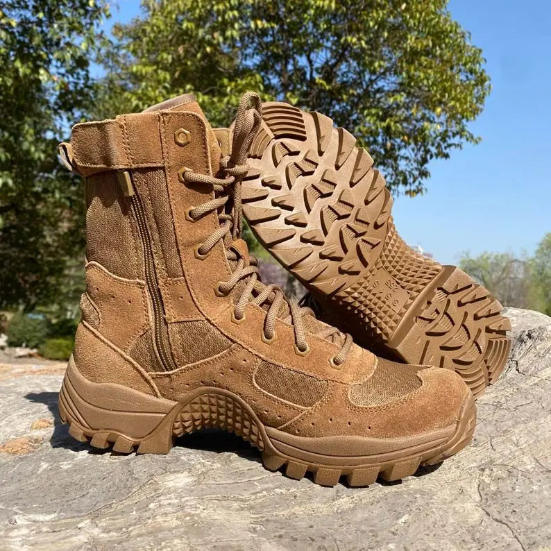 Summer Mesh Breathable Men's Wear-Resistant High-Top Zipper Puncture-Proof Desert Boots