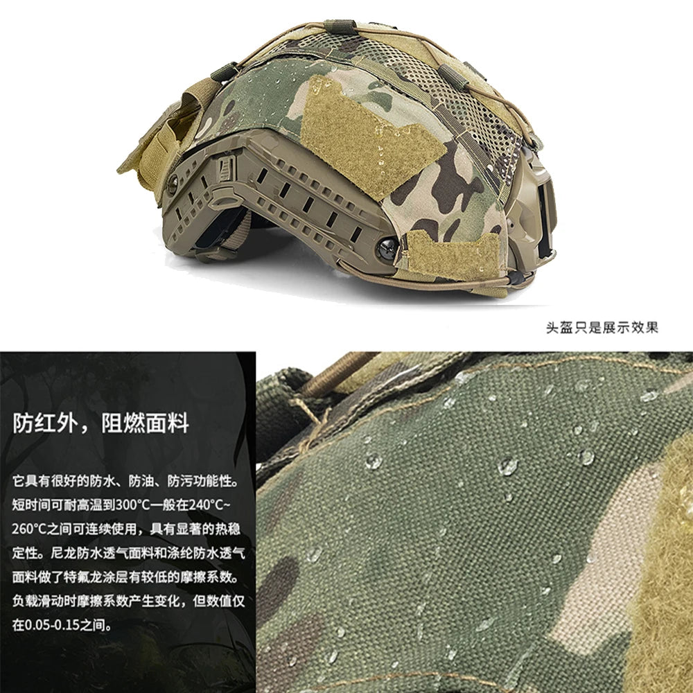 Tactical Fast Helmet Cover With Battery Pack Bag Outdoor Hunting Multifunctional Hybrid Mesh Cover Airsoft Paintball Accessories