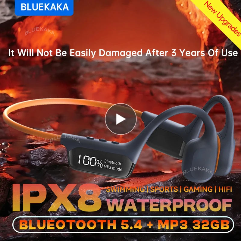 True Bone Conduction Headphones IPX8 Waterproof HD Call Bluetooth Wireless Headset For Outdoor Shooting Hunting Noise Cancelling