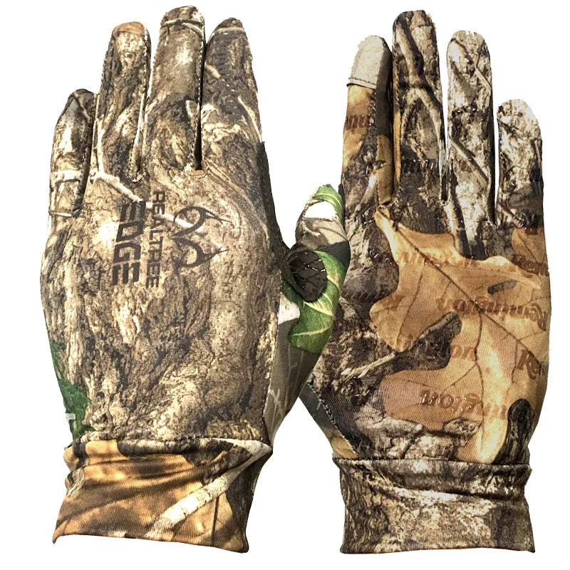 Hunting Camo Gloves Tactical Bionic Elastic Touch Screen Gloves Shooting Anti-Slip Fishing Camouflage Full Finger Gloves