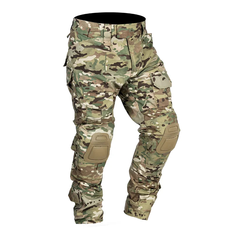 Men Combat Pants With Knee Pads Tactical Cargo Sport Trousers Camouflage Multicam Trekking Hunting Clothes