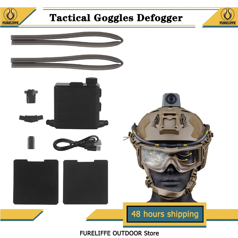 Goggles Fan Anti-Fog Kit Eyewear Electric Defogger Charging Adjust Wind Speed/Suitable for Tactical,Skiing,Work Clear Vision