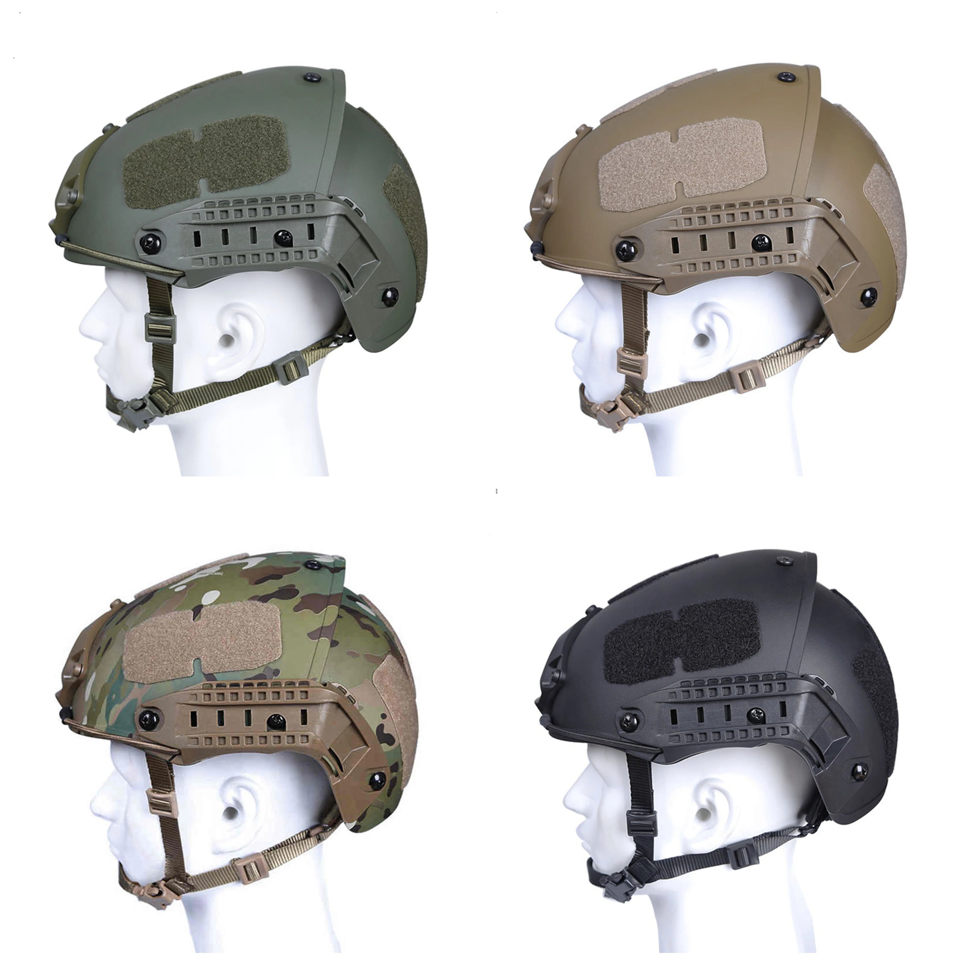 Tactical Helmet Airsoft Paintball CS Game Training Helmet with Night Vision Mount Adjustable Lightweight Head Protection Gear