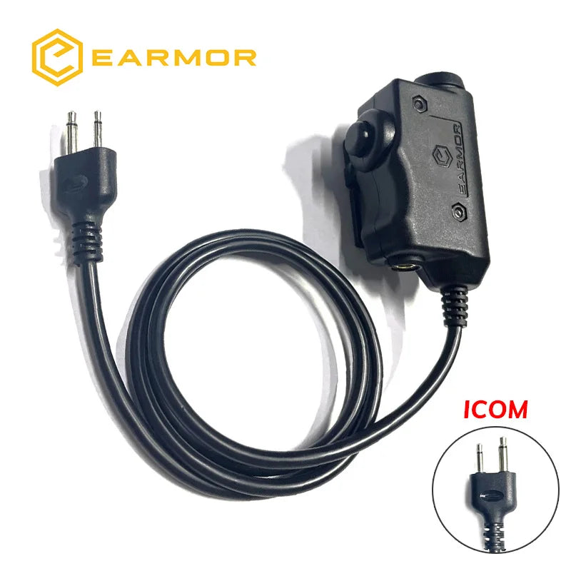 EARMOR Tactical PTT Tactical Headset Button Activated Push-to-talk PTT Adapter M51 Radio Interface for ICOM