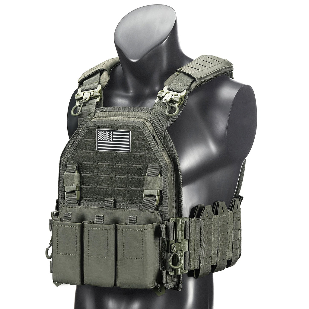Outdoor Training Tank Top Triple Chest Item Pack MOLLE Extended Training Vest (Including US Flag)