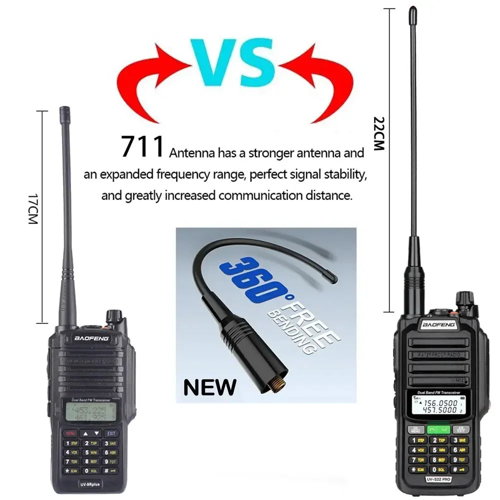 2pcs Baofeng UV-S22 Pro V2 Power Waterproof Hunting Walkie Talkie Type-C Powered UHF VHF Programming Cable Long Range FM Radio