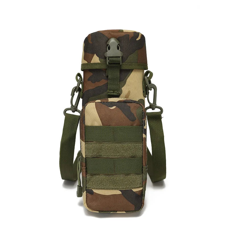 Tactical Molle Water Bottle Pouch Nylon Outdoor Sport Travel Kettle Bag with Shoulder Strap