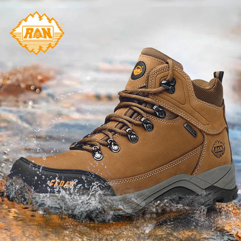 RAN Cow Leather Hiking Boots Men For men Outdoor Sport Walking Sneakers trekking Snow Shoes women Climbing Mountain Hunting boot