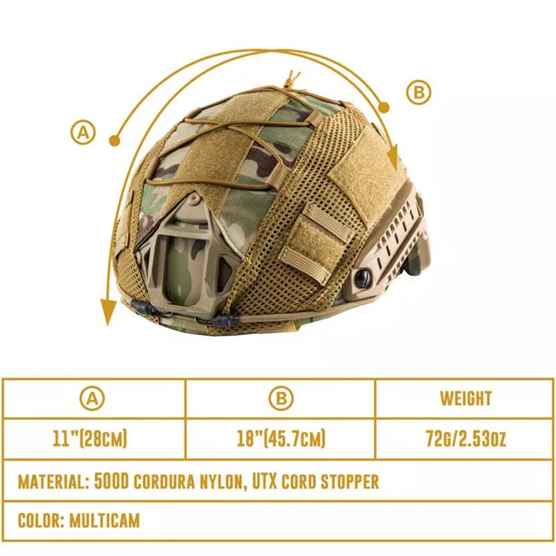 BOOIU Tactical Fast Mich Helmet Cover PJ MH BJ Helmet Cover Air Gun Hunting Helmet Fabric CS War Game Sports Helmet Cover
