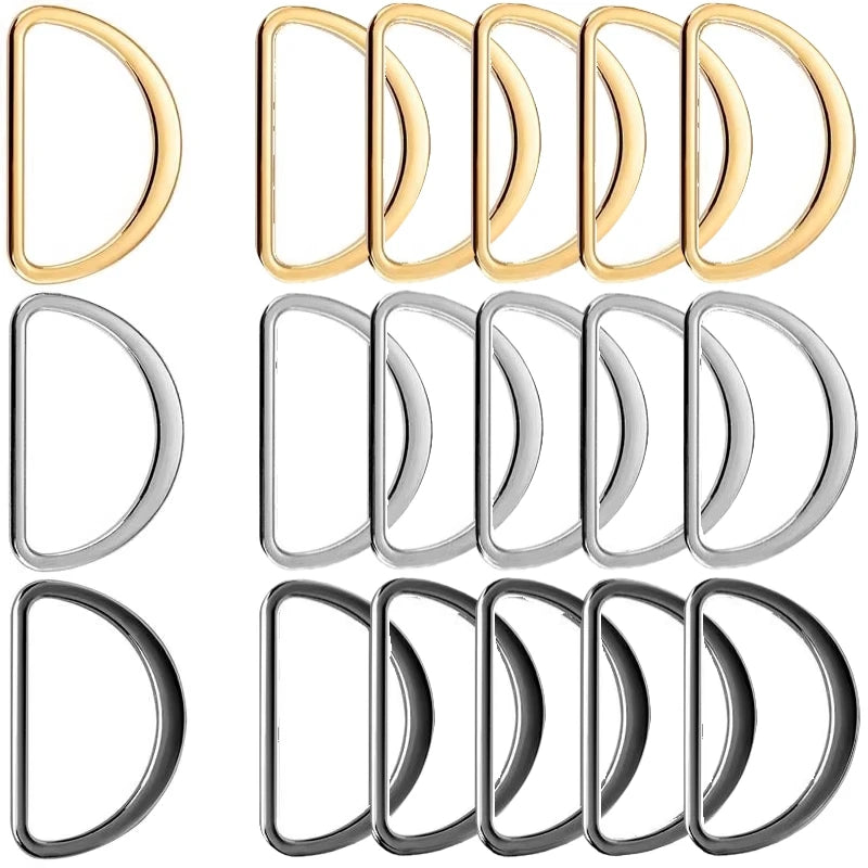 10Pcs/lot 15-50mm D Ring Buckle Connection Alloy Metal Buckles Half Loop For Handbag Strap DIY Crafts Shoes Bag Belt Accessories