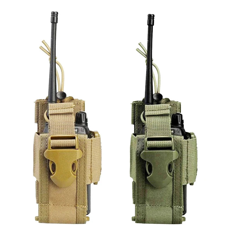 Nylon Talkie Case Adjustable Walkie Talkie Bag Molle Two Way Radio Holster Pouch Tactical Hunting Interphone Hanging Bag