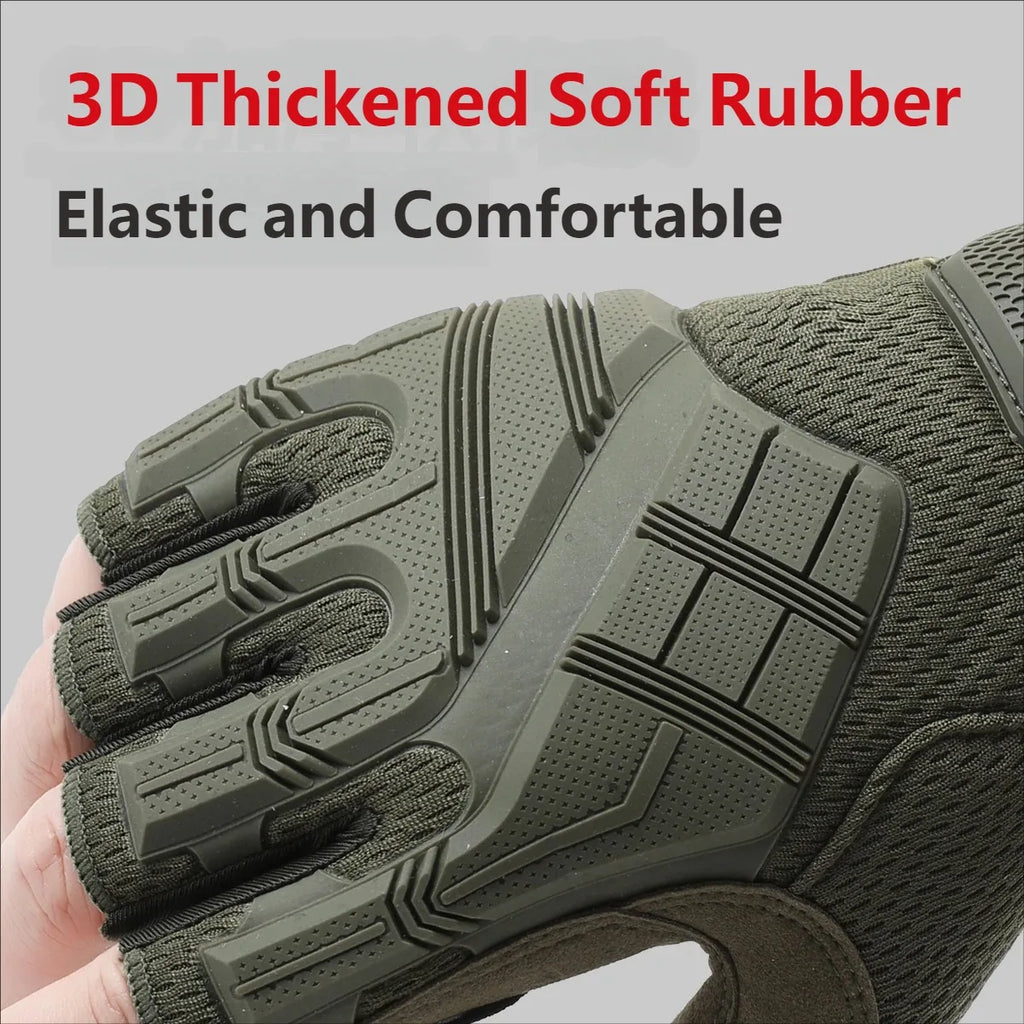 CHRLCK Men's Non-Slip Cycling Tactics Gloves Wear-resistant Motorcycle Gloves Anti-Scratch Riding Fishing Training Gloves
