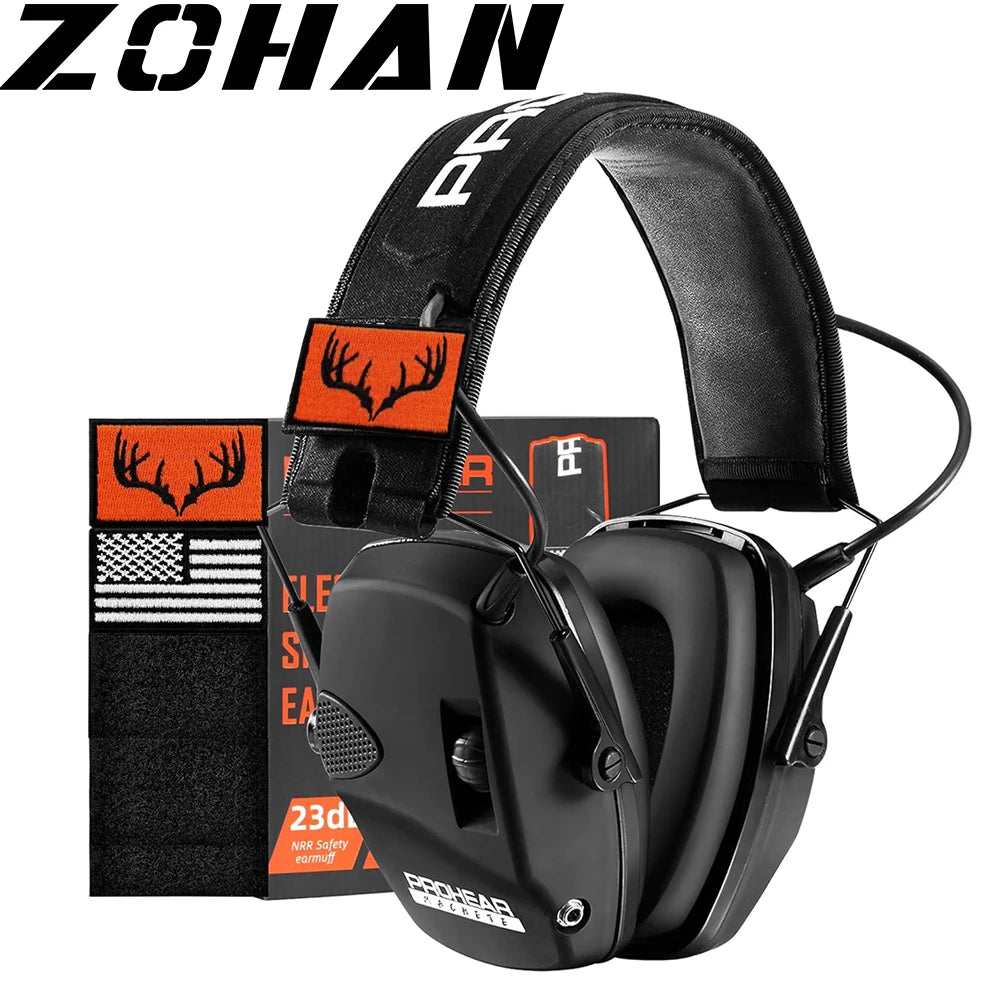 ZOHAN Electronic Shooting Earmuffs Active Noise Cancelling Ear Protectors Hearing Protection Gear NRR 23dB for Range Hunting