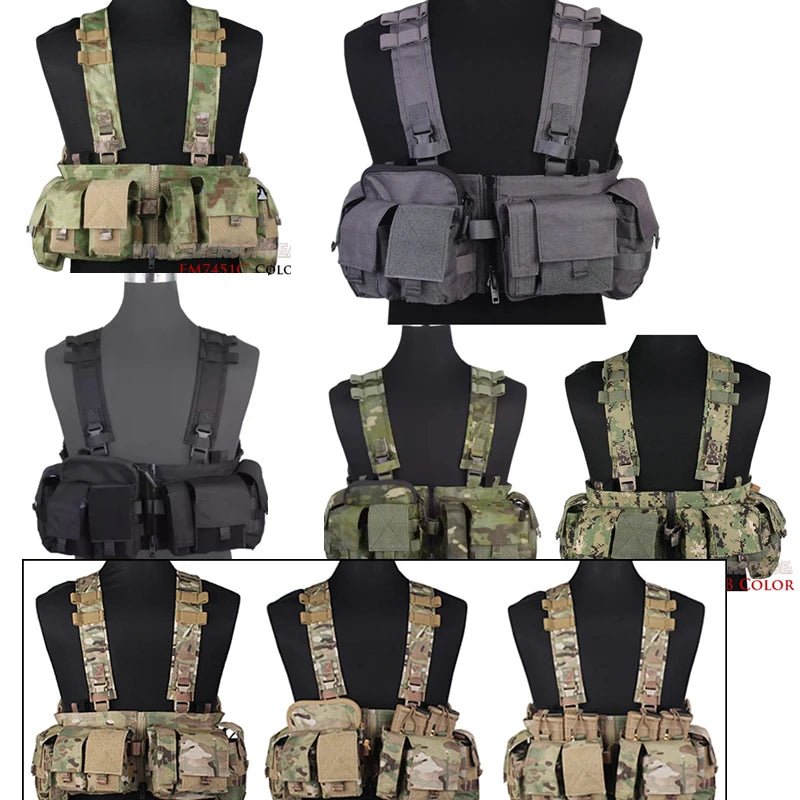 Tactical Chest Rig with5.56/7.62 Magazine Pouch Holder, Pistol Pouch, Wing Pouch, Molle Dangler Pouch UW Gen V Split Front Chest
