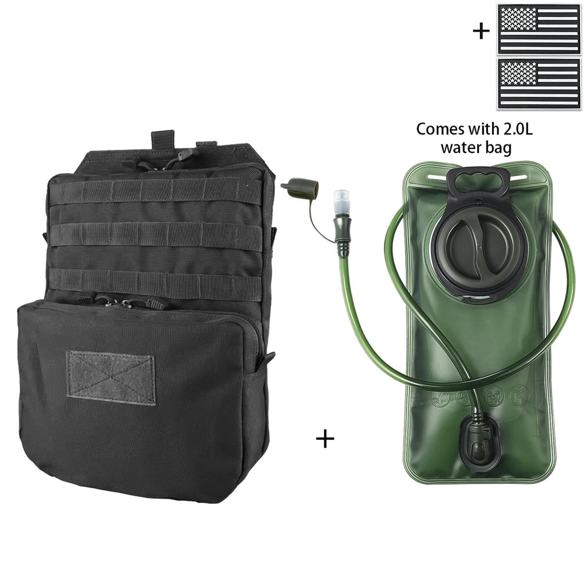 Outdoor Hunting Water Bag Set 2L Large Capacity Drinking Water Bag Portable Water Storage Bag for Hiking and Cycling