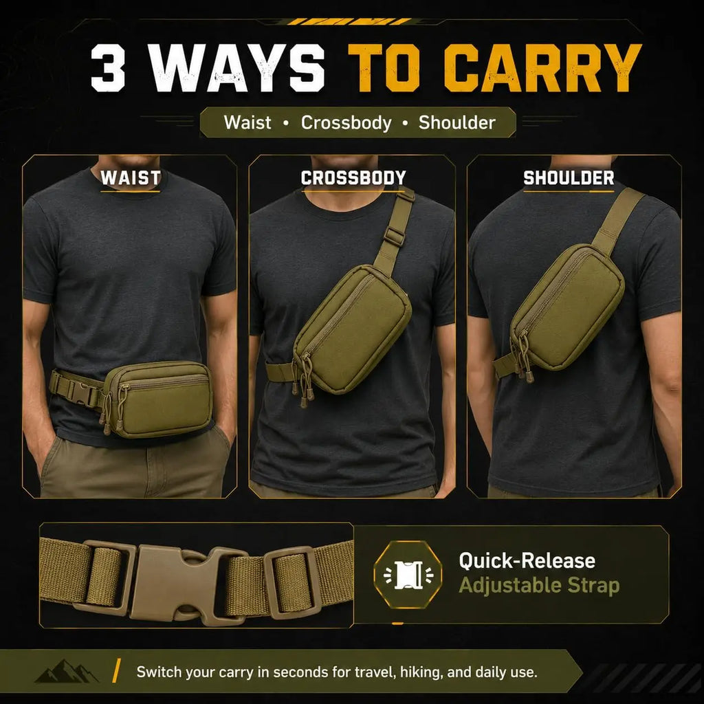 Concealed Carry Fanny Pack with Pistol Pouch Tactical Waist Bag for Men Anti-Theft Hidden Gun Pocket 1000D Nylon EDC Waist Pack
