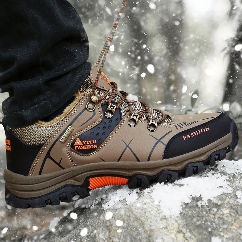 Suede Leather Men Hiking Shoes Outdoor Trail Trekking Sneakers Men Non-slip Breathable Climbing Shoes Men Mountain Sports Shoes