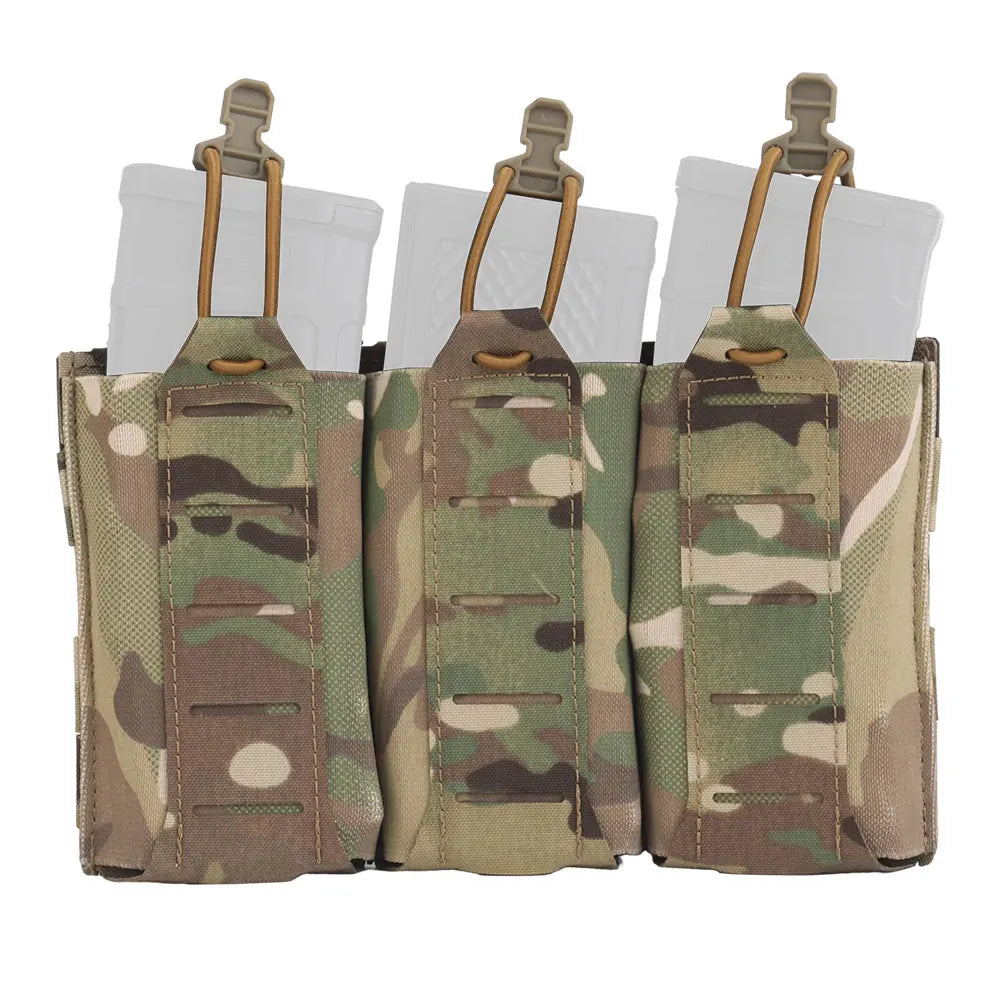 Tactical Plate Carrier Front Flap Triple 556 762 Magazine Pouch Lightweight Elastic Open-Top Mag Bag for M4 AK AR Airsoft Gear