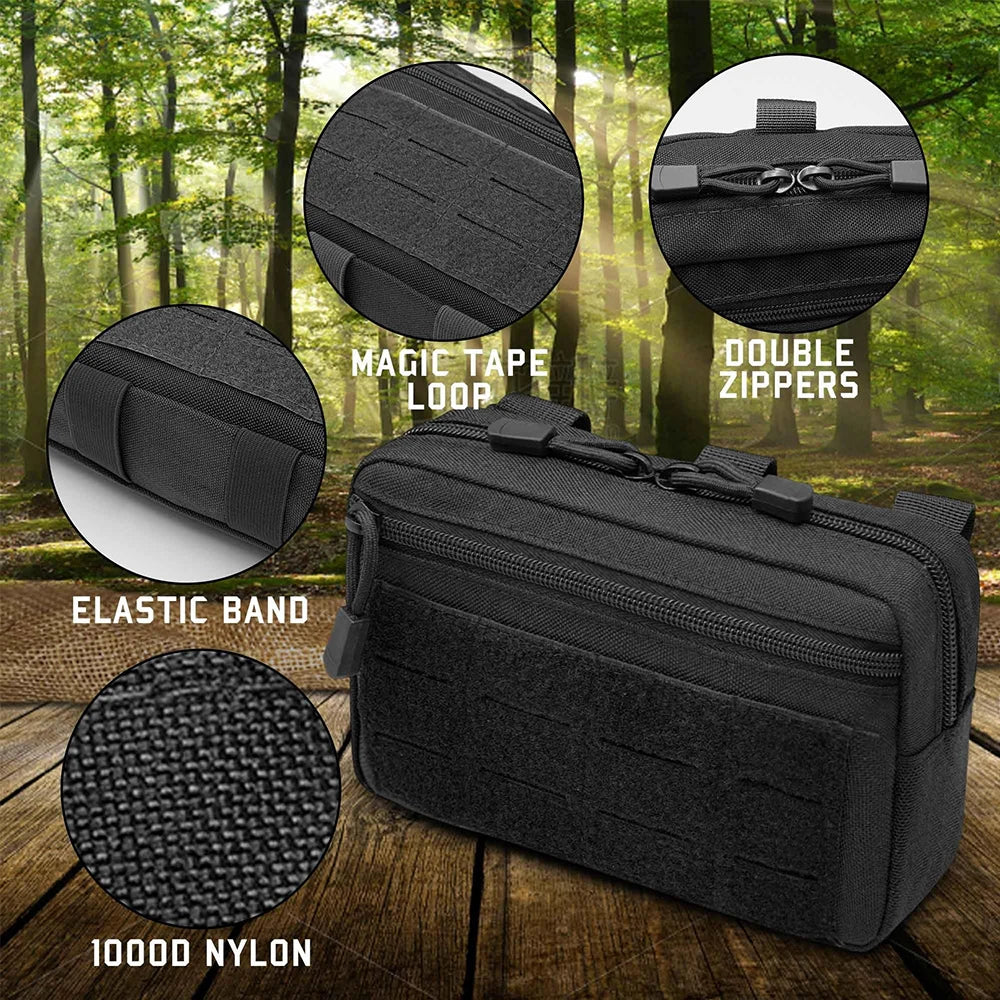 Tactical Molle Pouch Admin Pouch EDC Tool Bag First Aid Kit Pouch Phone Bag Waist Pack Emergency Utility Bag Hunting Camping Bag