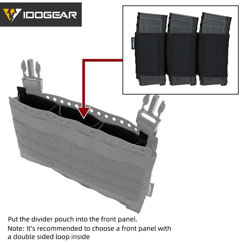 IDOGEAR Triple 5.56 Magazine Holder Elastic Mag Holder with Hook Fasteners for MK3 and MK4 Chest Rig 35139