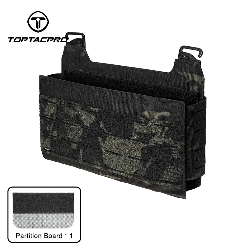 TOPTACPRO Tactical Front Panel Multifunctional Chest Rig Front Panel Laser Cut G Hook Buckles MOLLE Front Pouch 8539