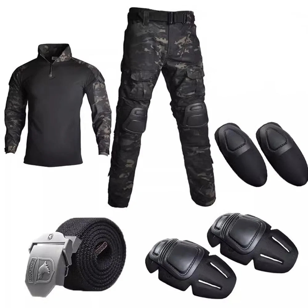 Men's Full Airsoft Combat Gear Set Combat Vest Set with PJ FAST Helmet for CS Wargame Paintball Cosplay Role Play Training