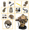 Tactical Airsoft Helmet Set with Headset Helmet Cover NVG Model Flashlight Signal Light for Cosplay Paintball Hunting BB CS Game