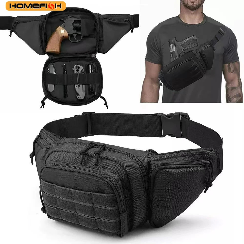 HOMEFISH Men Waist Fanny Pack Belt Bag Tactical Military Motorcycle Rider Sports Climb Camping Nylon Male Tool Sling Chest Hip