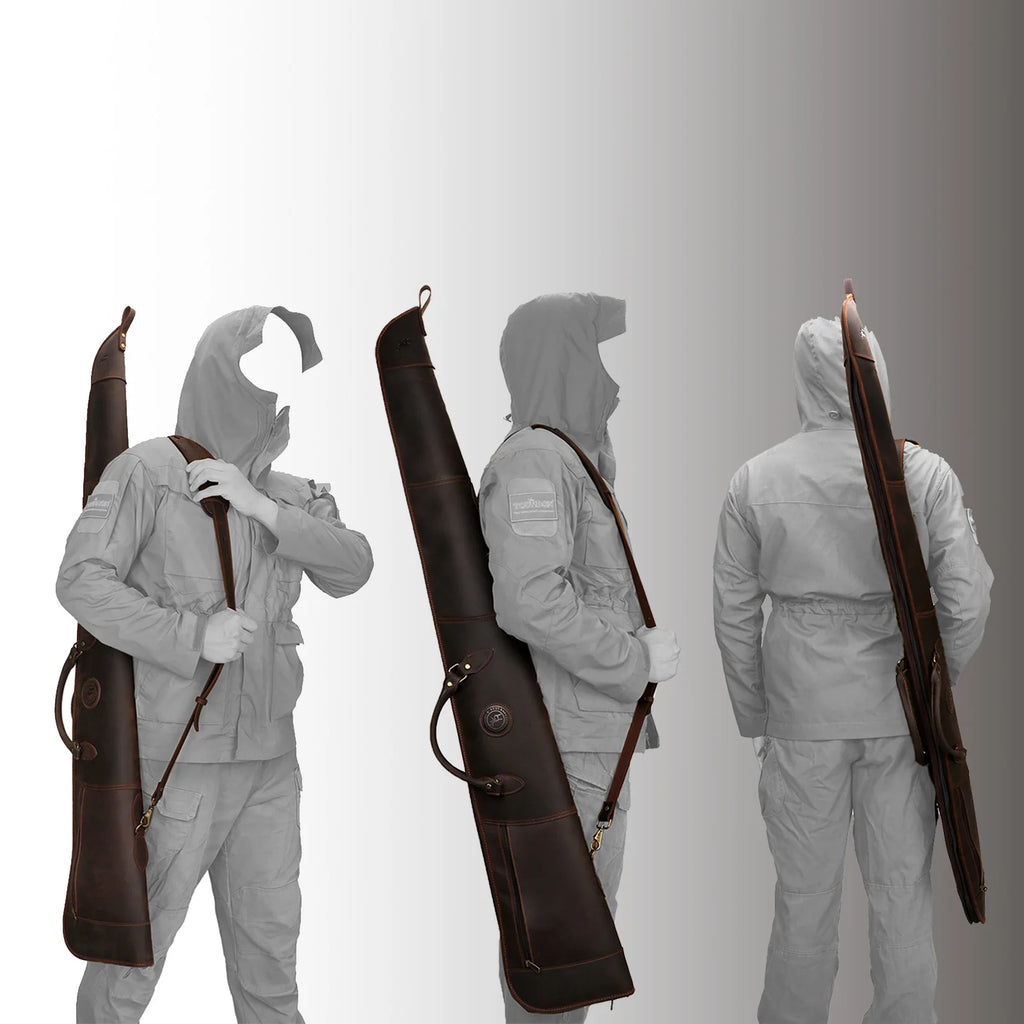 Tourbon Hunting Shooting Shotgun Case Leather Gun Carry Bag Protective Slip Soft Padded with Adjustable Shoulder Strap Brown