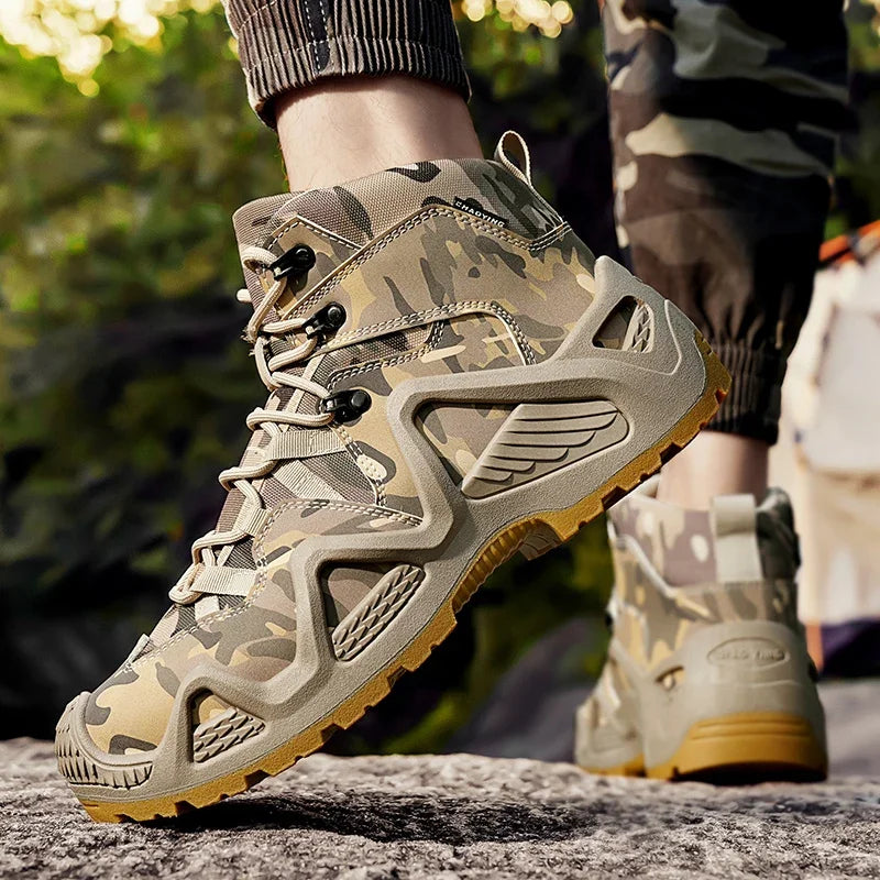Men's High Top Training Boots Outdoor Non-slip Casual Platform Sneakers Men's Designer Desert Camouflage Tactical Boots 2026 New