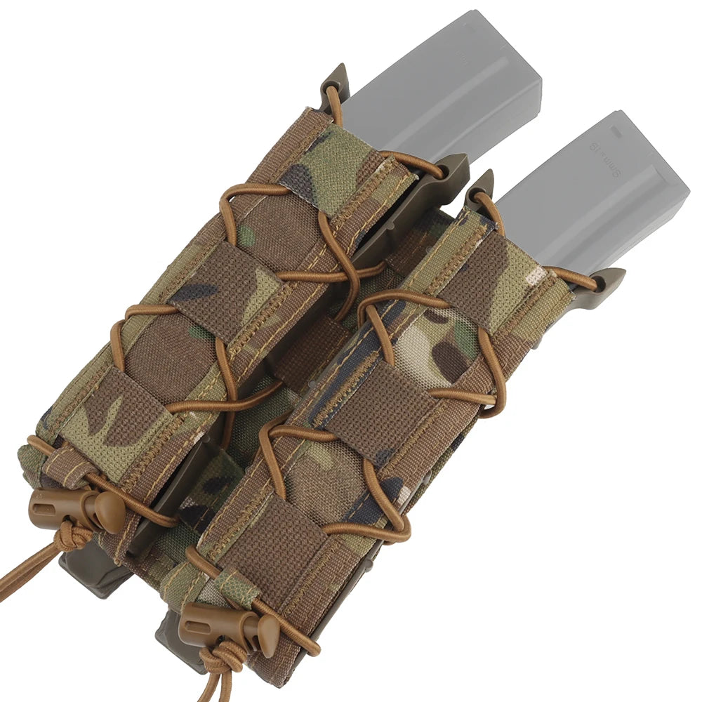 Tactical Tiger Type Long Double Quick Pull Mag Pouch 9mm/.45 Mag Holde for MP5 MP7 MOLLE System Extended Gear