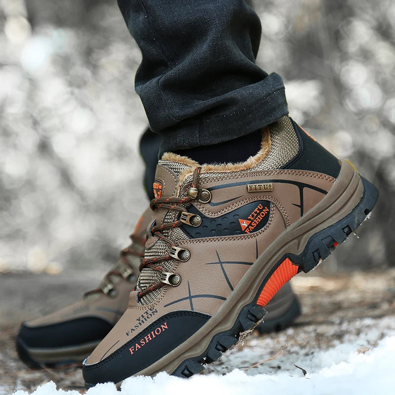 Suede Leather Men Hiking Shoes Outdoor Trail Trekking Sneakers Men Non-slip Breathable Climbing Shoes Men Mountain Sports Shoes