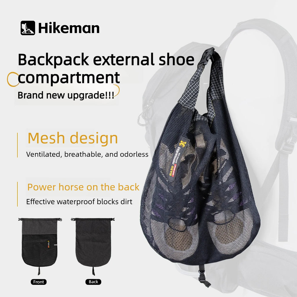 Ultralight Dyneema Shoe Storage Pouch Breathable Mesh Backpack Hanging Shoe Bag Roll-top Organizer for Hiking Camping Gym Travel