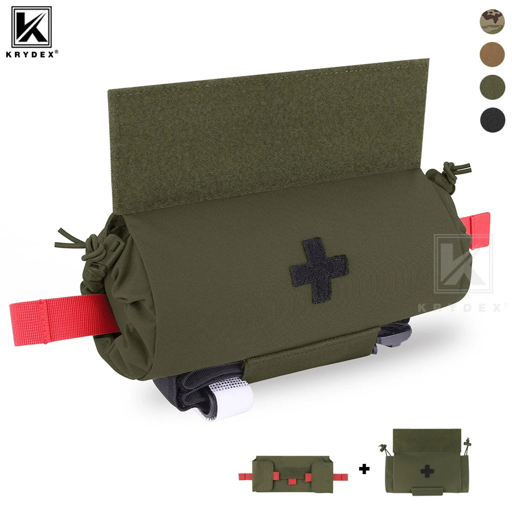 KRYDEX Tactical Trauma Pouch Roll Up IFAK First Aid Kit EDC Medical Rapid Belt Bag Airsoft Hunting Vest Plate Carrier Gear