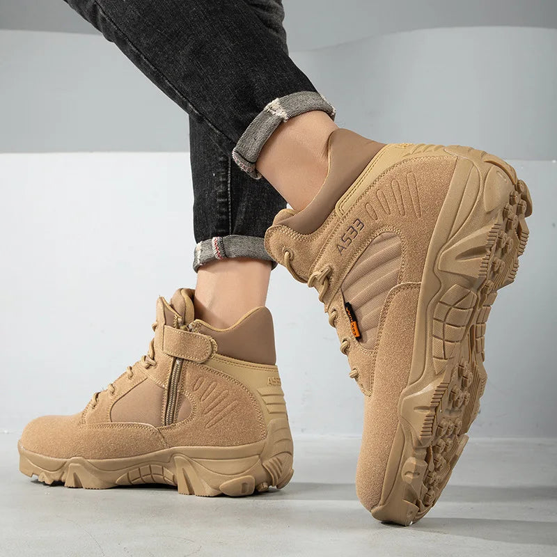 New Men Tactical Boots Army Boots Mens Military Desert Waterproof Work Safety Shoes Climbing Hiking Shoes Ankle Outdoor PUBG