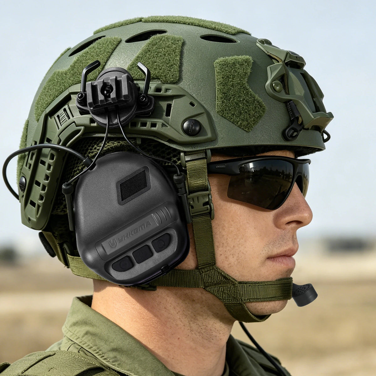 YHKEMA E80 Tactical Electronic Shooting Earmuff with PTT KEN Adapter for Outdoor Hunting Professional  Anti-noise Headset